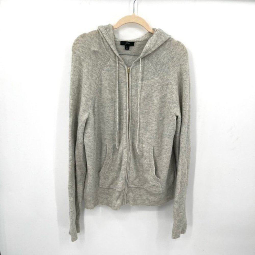 J. Crew Wool & Alpaca Blend Womens Large Full Zip Silver Comfy Soft Jacket